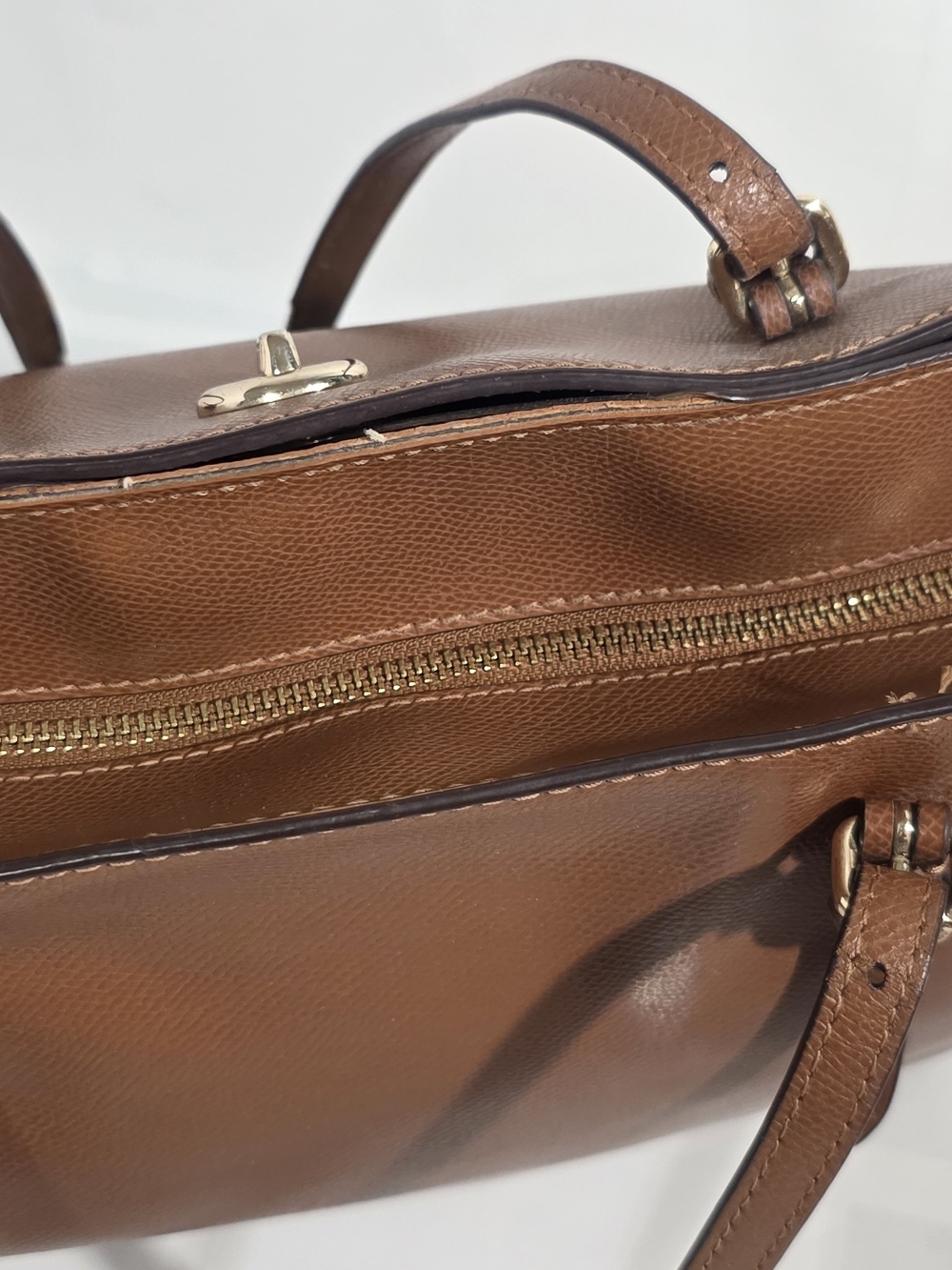 Coach Brown Leather Tote Bag with Gold Hardware - Picture 6 of 9